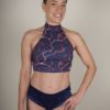 brassière de pole dance marine et culotte en velour marine